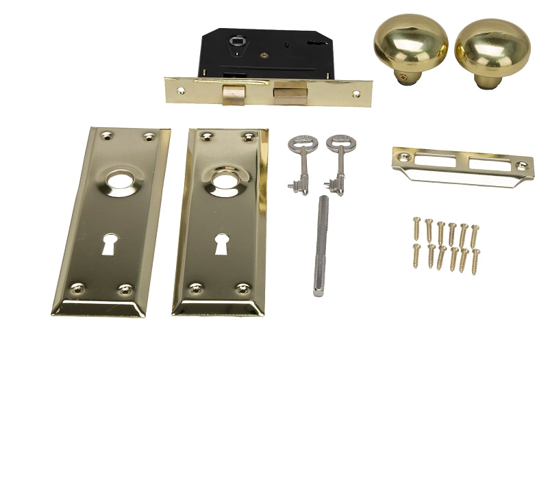 ProSource 6870372-3L Mortise Interior Lockset, 2-3/8 in Backset, Steel, Polished Brass
