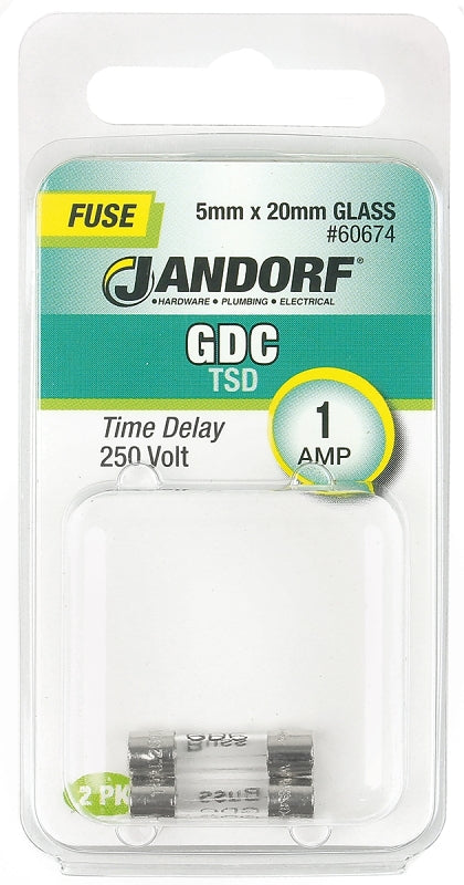 Jandorf 60674 Time Delay Fuse, 1 A, 250 V, 35 A Interrupt, Glass Body