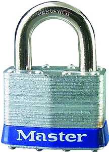 Master Lock 5UP Padlock, 3/8 in Dia Shackle, 1 in H Shackle, Hardened Boron Alloy Steel Shackle, Steel Body, Laminated