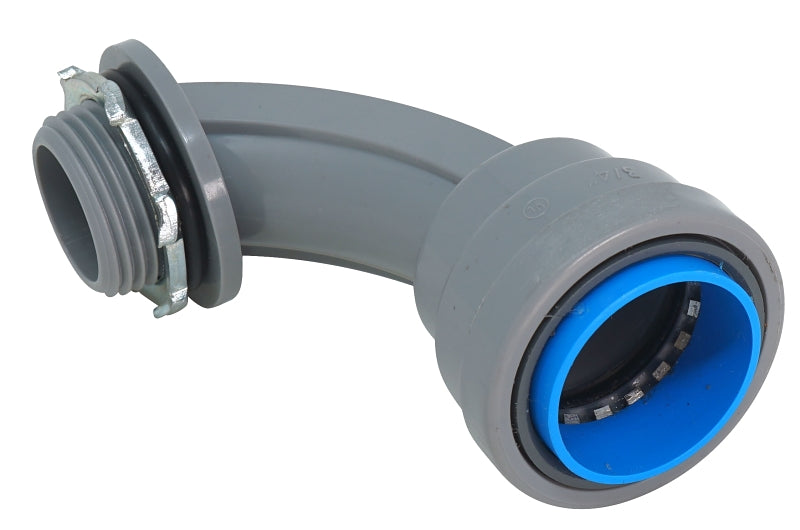 Southwire SIMPush 67599301 Conduit Connector, 90 deg Angle, 1/2 in Push-In, PVC