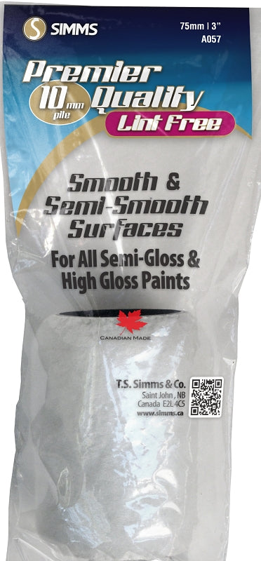 Simms A-057 Trim Roller Refill, 3/8 in Thick Nap, 3 in L, Fabric Cover