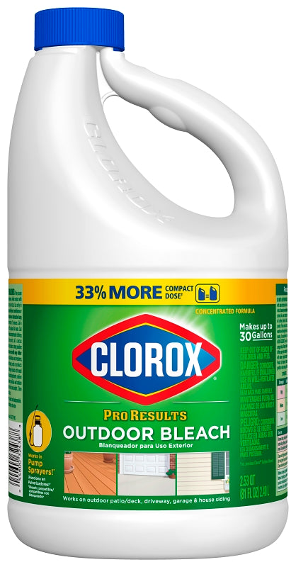 Clorox ProResults 32438 Outdoor Bleach, 81 oz, Liquid, Bleach, Pale Yellow