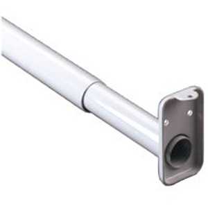 John Sterling Closet-Pro RP0022-48/72 Adjustable Closet Rod with Flange, 1 in Dia, 48 to 72 in L, Steel, Platinum
