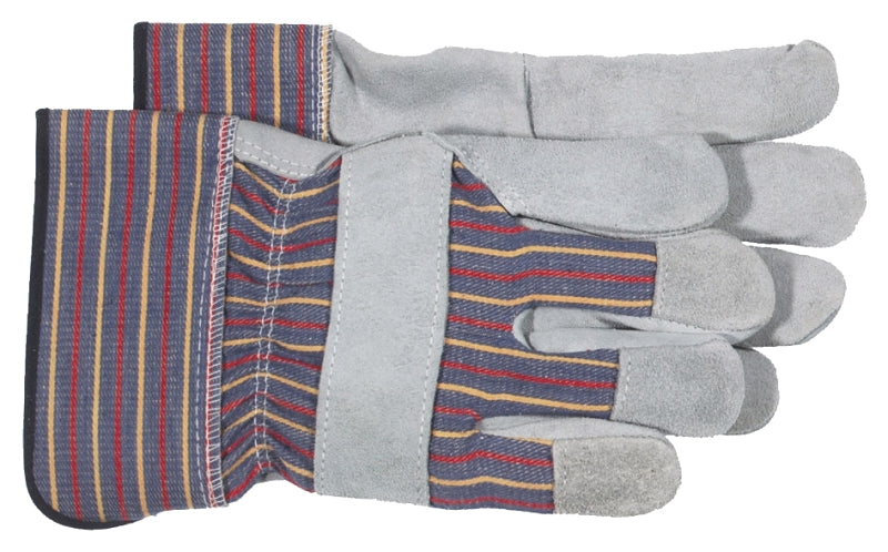 Boss 40942X Welder Gloves, Men's, XL, Wing Thumb, Rubberized Safety Cuff, Blue/Gray