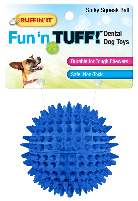 Ruffin'It 80610 Dog Toy, Squeaker, Blue/Green/Purple
