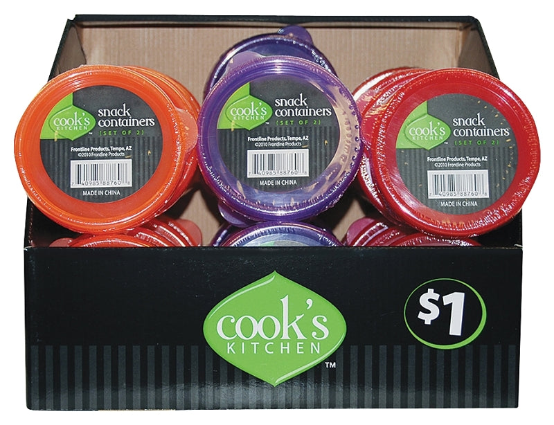 Cook's Kitchen 8860 Snack Container, 8 oz Capacity, Bright Orange