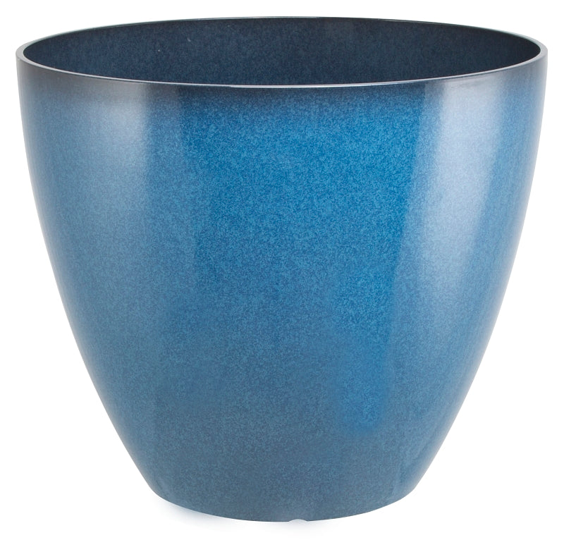 Landscapers Select Planter, 15 in Dia, Round, Resin, Blue