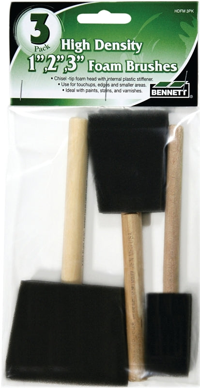 BENNETT HDFM 3PK Brush Set, Wood Handle