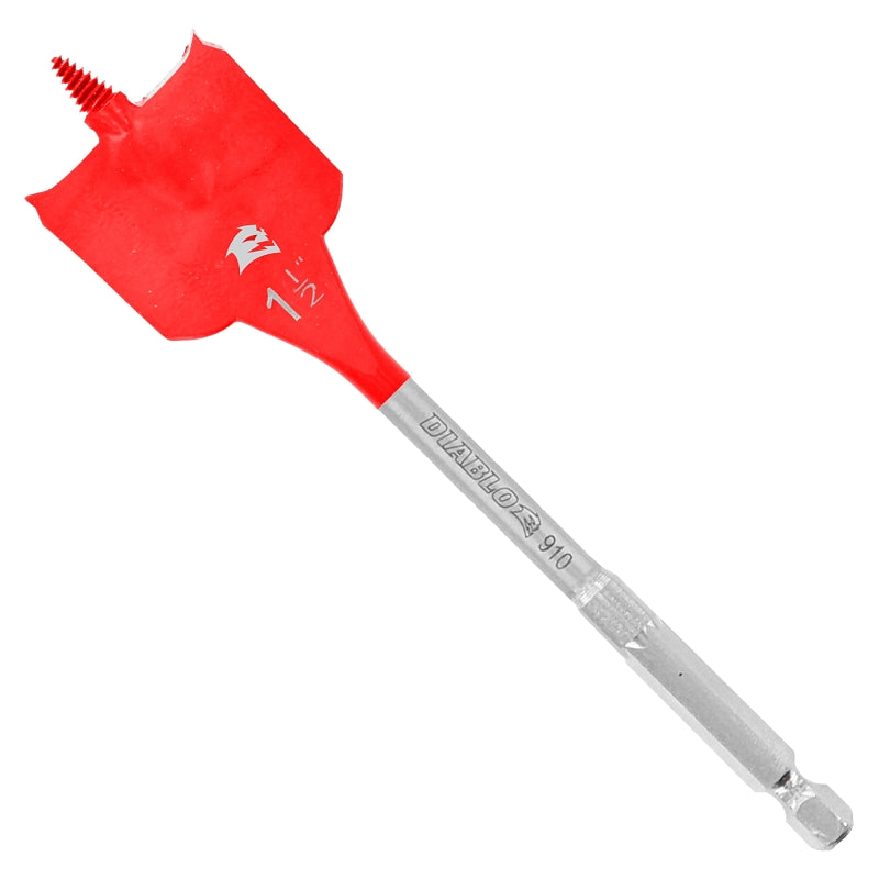 Diablo SPEEDemon DSP2170 Spade Drill Bit, 1-1/2 in Dia, 6 in OAL, 10 mm Dia Shank, Hex Shank