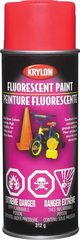 Krylon 43101 Fluorescent Spray Paint, Red Orange, 11 oz, Can