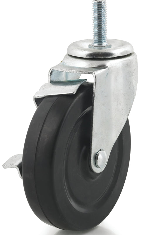 Dh Casters C-LM5T3RSB Swivel Caster with Brake, 5 in Dia Wheel, 1-1/4 in W Wheel, Rubber Wheel, 300 lb