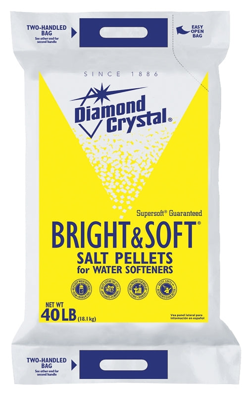 Cargill Diamond Crystal Bright & Soft 100012407 Salt Pellets, 40 lb Bag, Crystalline Solid, Halogen