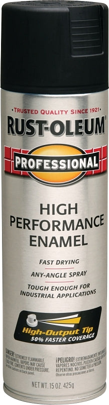 Professional 7578838 Enamel Spray Paint, Flat, Black, 15 oz, Can
