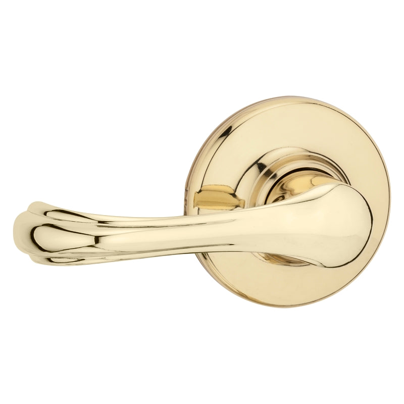 Kwikset 200DNL 3 Passage Door Lever, Non-Locking Lock, Polished Brass, Zinc, Residential, Reversible Hand, 3 Grade