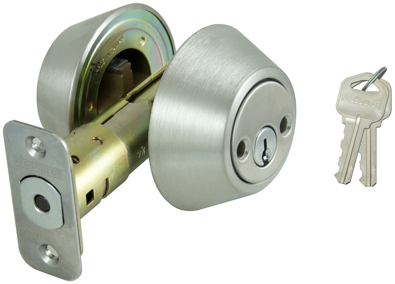 ProSource Deadbolt, 3 Grade, Stainless Steel, 2-3/8 to 2-3/4 in Backset, KW1 Keyway