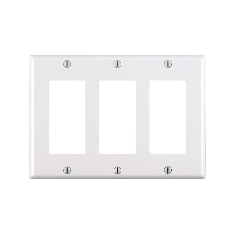 Decora 80411-W Wallplate, 4-1/2 in L, 6.37 in W, 3 -Gang, Thermoset Plastic, White, Smooth