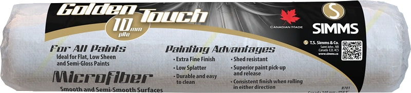 Golden Touch Superior Performance R-701 Roller Refill, 3/8 in Thick Nap, 9-1/2 in L, Microfiber Cover