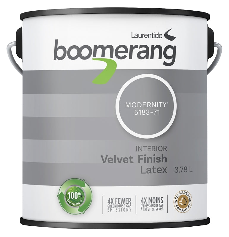 boomerang 5183 Series 5183-71L19 Interior Paint, Velvet Sheen, Modernity, 3.78 L, 40 sq-m Coverage Area