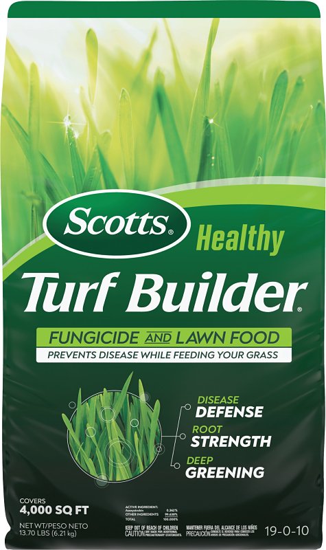 Scotts Healthy Turf Builder 26028 Fungicide and Lawn Food, 13.7 lb Bag, 19-0-10 N-P-K Ratio