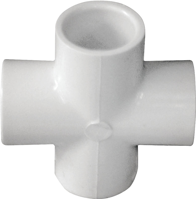 Xirtec 140 435469 Pipe Cross, 1/2 in, Socket, PVC, White, SCH 40 Schedule, 150 psi Pressure