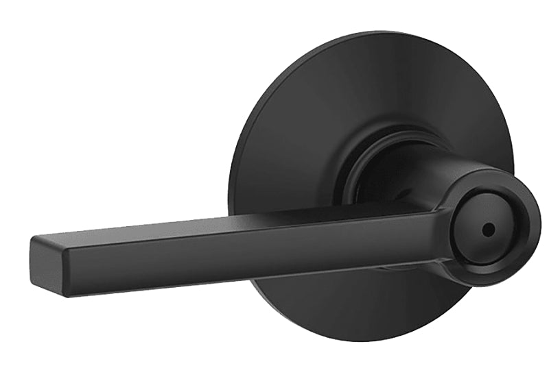 Schlage F Series F40 LAT 622 Bed and Bath Privacy Lock, Straight Design, Lever Handle, Matte Black, Metal, Black, Yes