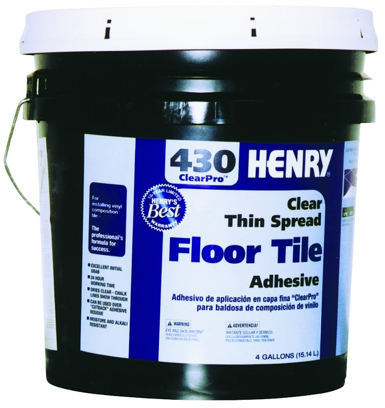 Henry 430 ClearPro 12102 Floor Adhesive, Paste, Mild, Clear, 4 gal, Pail