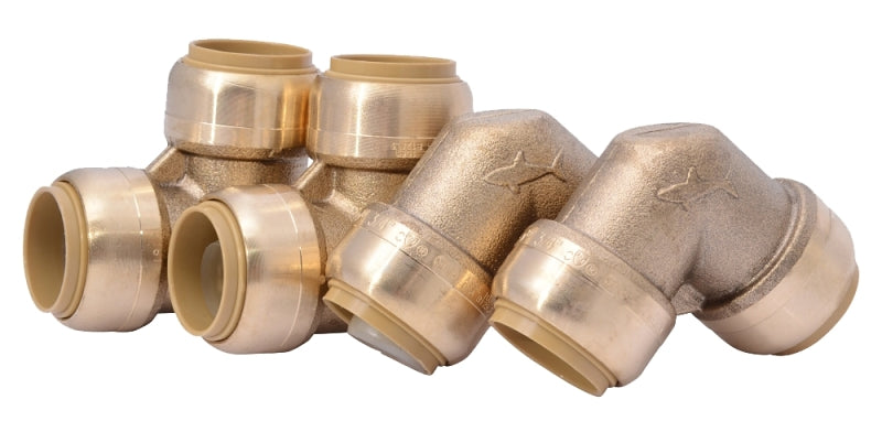 SharkBite U256LFA4 Pipe Elbow, 3/4 in, 90 deg Angle, Brass, 200 psi Pressure