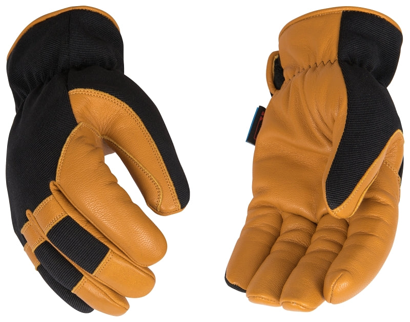 KincoPro 3102HPK-XL Safety Gloves, Men's, XL, Wing Thumb, Easy-On Cuff, Polyester/Spandex Back, Black/Gold