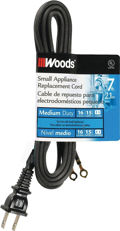 CCI 0288 Replacement Extension Cord, 7 ft L, 15 A, 125 V, Black