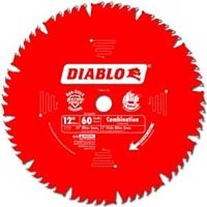 Diablo D1260X Circular Saw Blade, 12 in Dia, 1 in Arbor, 60-Teeth, Carbide Cutting Edge