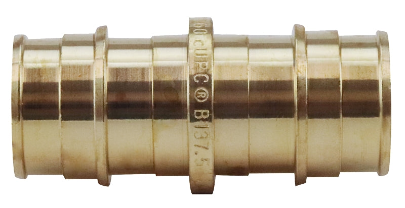 Apollo Valves ExpansionPEX Series EPXC3434 Coupling, 3/4 in, Barb, Brass, 200 psi Pressure