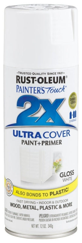 2X Ultra Cover 249090 Spray Paint, Gloss, White, 12 oz, Can