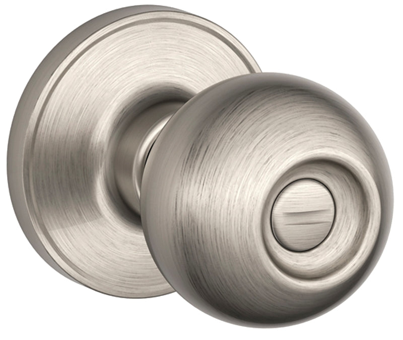 Schlage Corona Series J40 CNA 619 Privacy Lockset, Round Design, Knob Handle, Satin Nickel, Metal, Yes