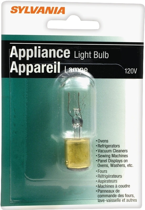 Sylvania 18200 Incandescent Lamp, 15 W, T7 Lamp, Double Contact Bayonet Lamp Base, 110 Lumens Lumens, 2850 K Color Temp