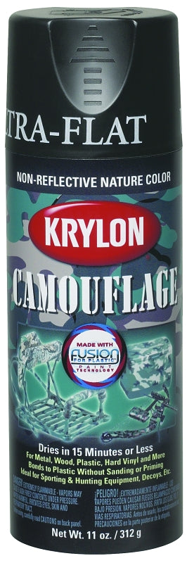 Krylon K04291777 Camouflage Spray Paint, Flat, Camouflage Khaki, 12 oz