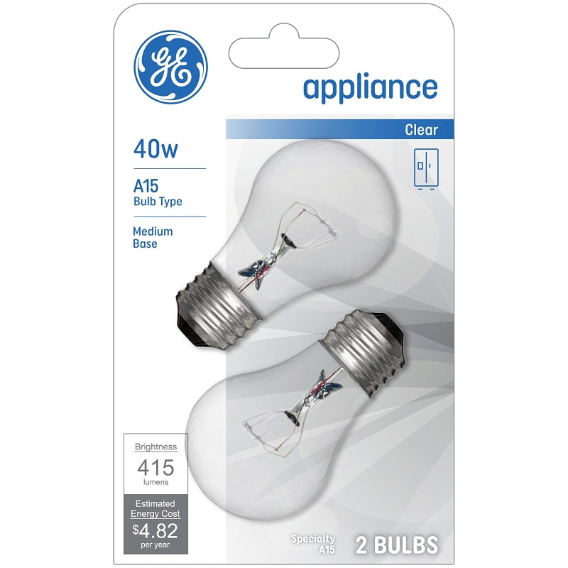 GE 21188 Ceiling Fan Bulb, 40 W, A15 Lamp, E26 Medium Lamp Base, 415 Lumens, 1500 hr Average Life