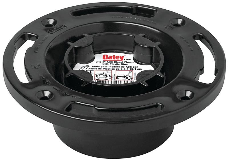 Oatey 48470 Closet Flange, 3, 4 in Connection, ABS, For: 3 in or Inside 4 in SCH 40 DWV Pipe