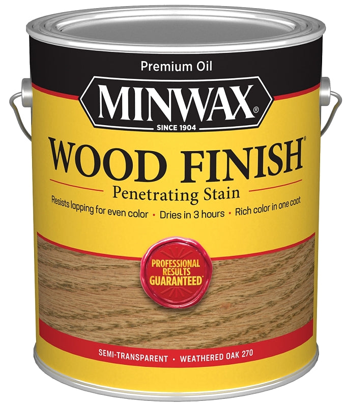 Minwax Wood Finish 710970000 Wood Stain, Weathered Oak, Liquid, 1 gal, Can