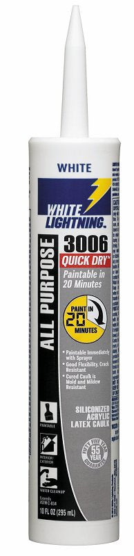 CAULK LATEX ACRY SILI WHT 10OZ