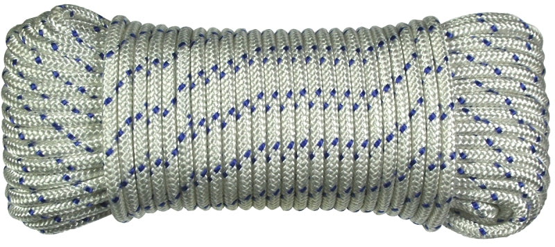 Ben-Mor 60012 Rope, 1/4 in, 100 ft L, Polyester, Blue/White