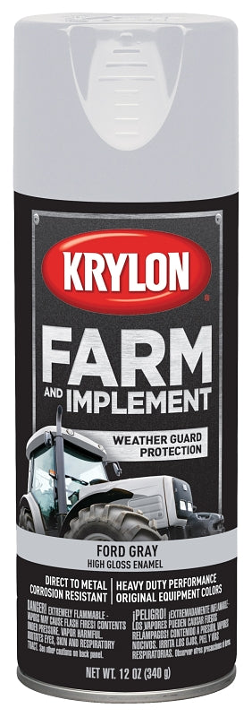 Krylon K01942000 Farm Equipment Spray, High-Gloss, Ford Gray, 12 oz