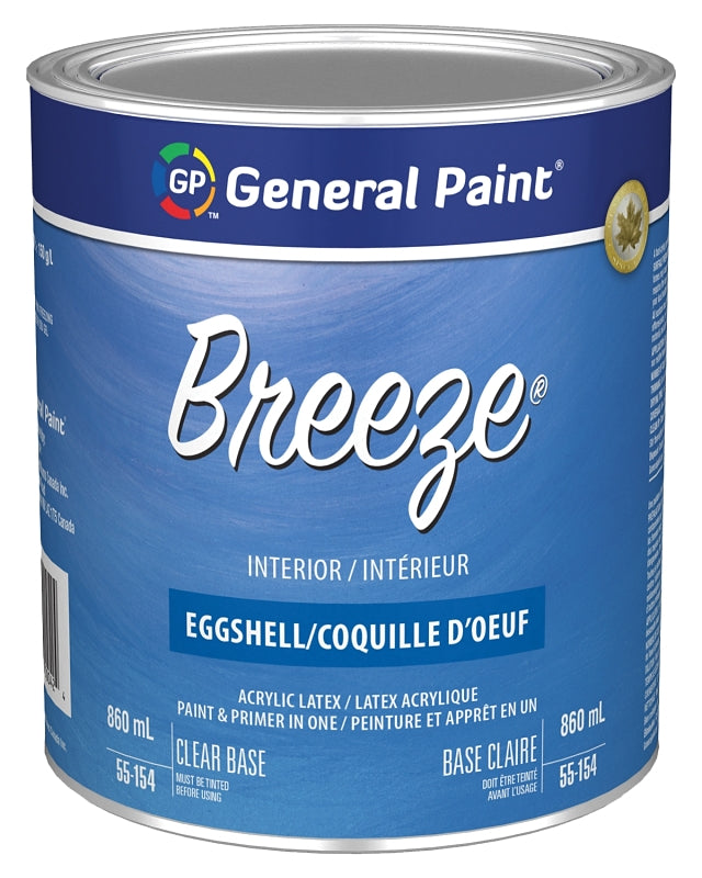 General Paint 55-110-14 Interior Paint, Eggshell Sheen, White, 1 qt, 310 to 420 sq-ft Coverage Area