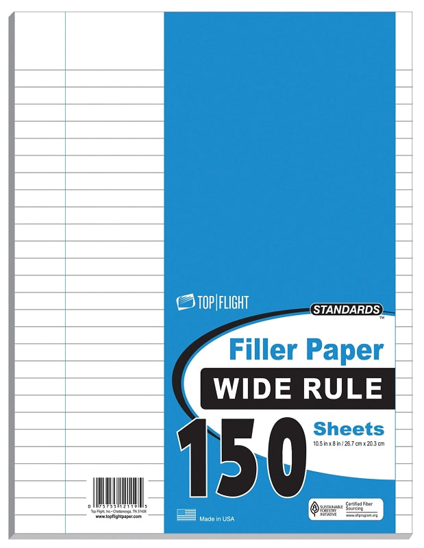 Top Flight 4314208 Filler Paper, 10-1/2 in x 8 in, White