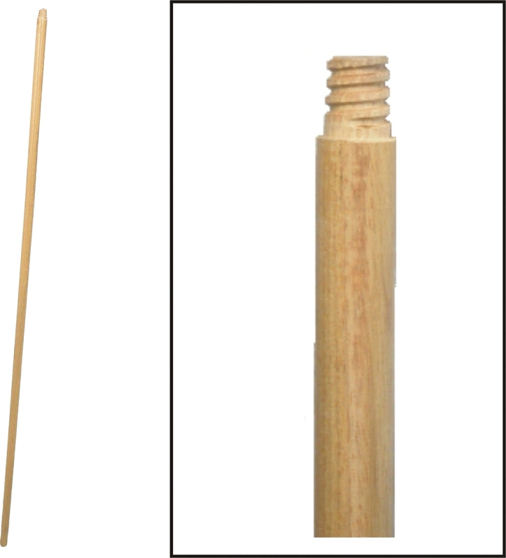 Birdwell 534-12 Broom Handle, 15/16 in Dia, 72 in L, Threaded, Hardwood