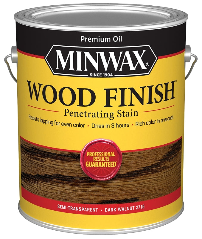 Minwax Wood Finish 710810000 Wood Stain, Dark Walnut, Liquid, 1 gal, Can