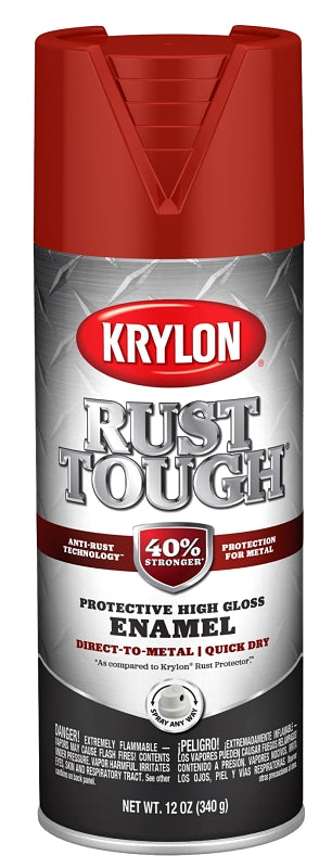 Krylon Rust Tough K09230008 Enamel Spray Paint, Gloss, Cherry Red, 12 oz, Can