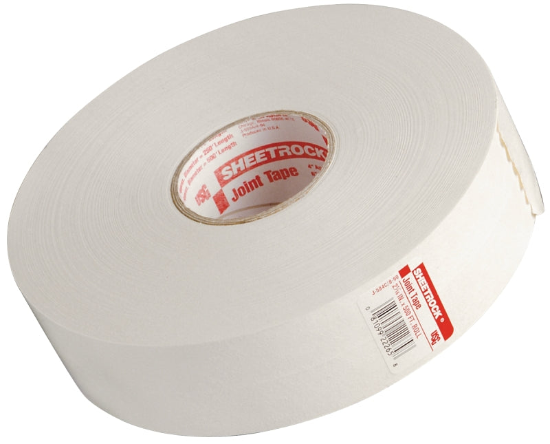 USG 382198010/222634 Joint Tape, 500 ft L, 2-1/16 in W, 0.01 mm Thick, Solid, White