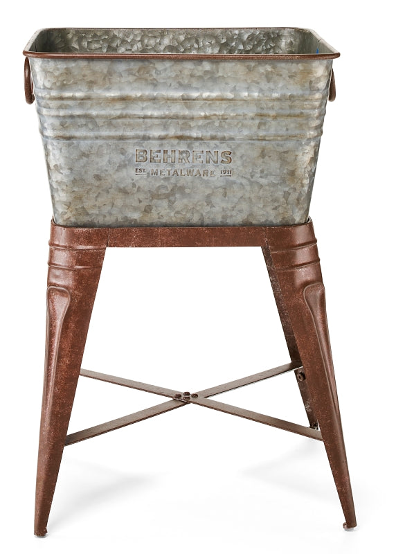 Behrens M19ST1 Planter Tub, 15-1/2 in W, 15-1/2 in D, Square, Steel, Aged