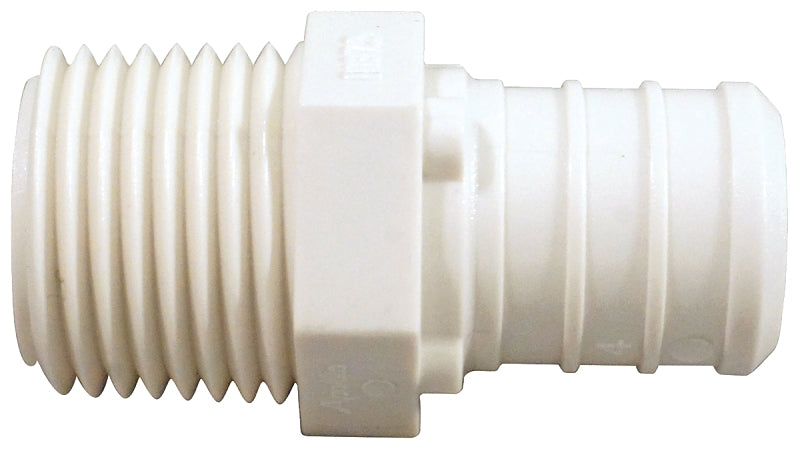 Apollo Valves ApolloPEX Series PXPAM34125PK Pipe Adapter, 3/4 x 1/2 in, Barb x MPT, Poly Alloy, 200 psi Pressure