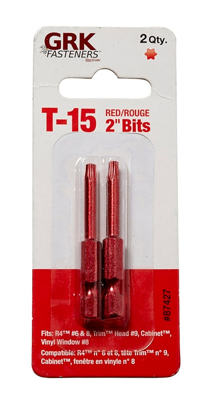 GRK Fasteners 87427 Drive Bit, T15 Drive, Star Drive, 2 in L